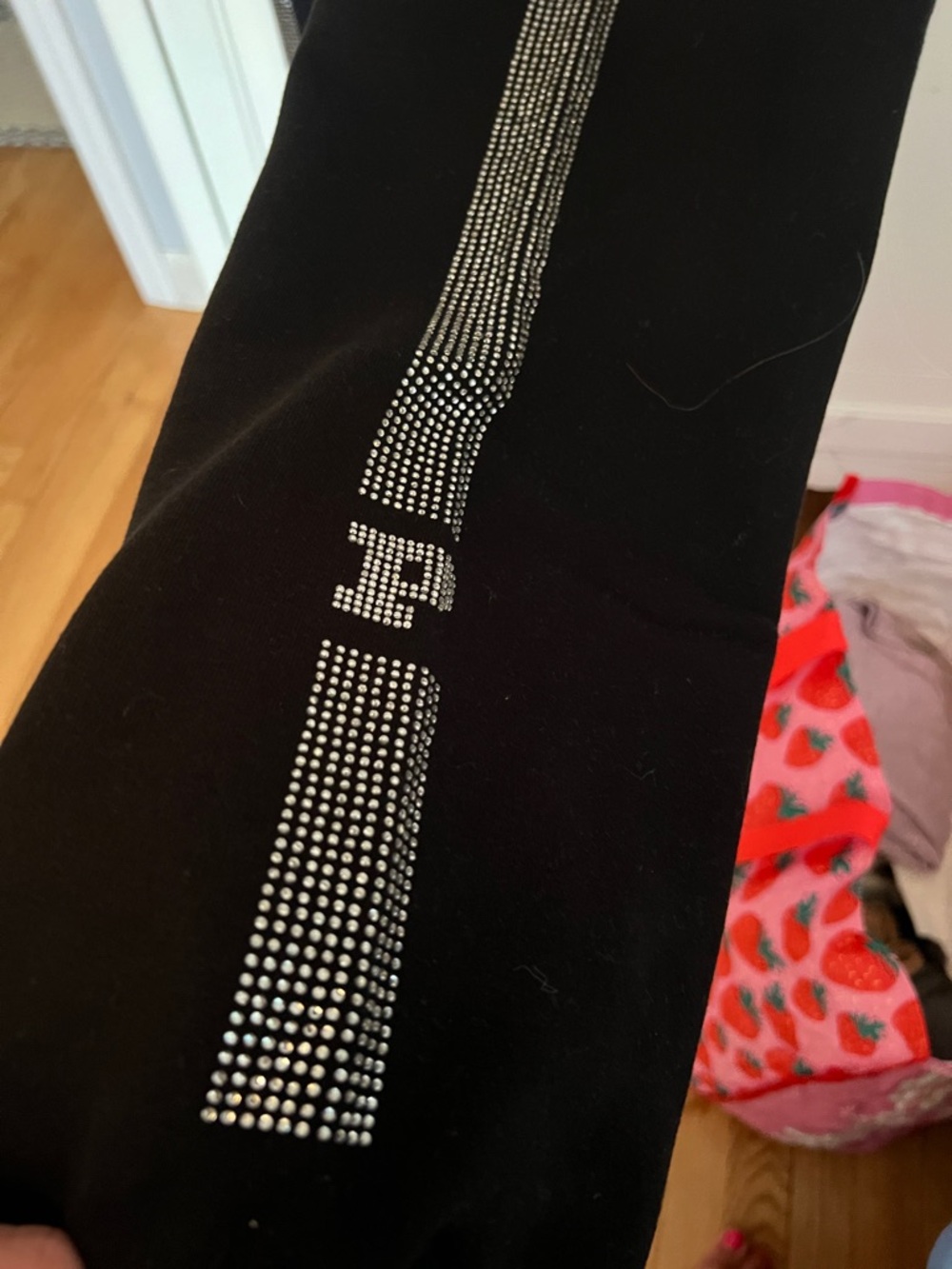 2/$7 PINK black Jogger Sweatpants with Rhinestone Side Stripe